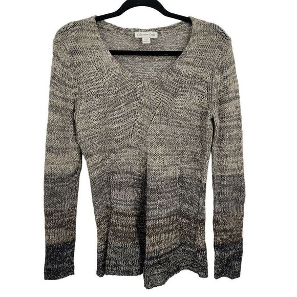 Coldwater Creek Sweater Jumper Wool Linen Open Knit Ombre Striped Long Sleeve M - Picture 1 of 12